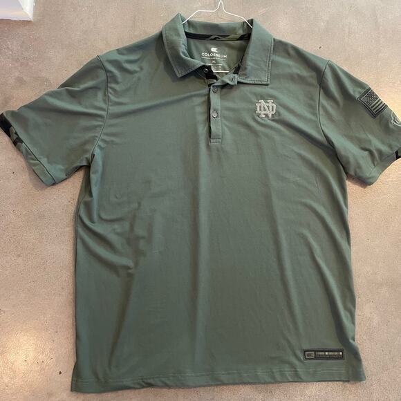 Colosseum Norte Dame Fighting Irish Army Green Polo shirt mens XL Collegiate - Picture 1 of 6